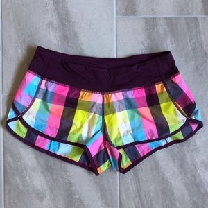 HOST PICK Lululemon Purple Checkered Speed Shorts 2.5”